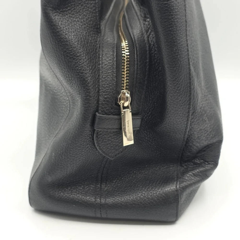 Kate Spade Shoulder Bag Womens Medium Black Leather Triple Compartment Hobo Chic